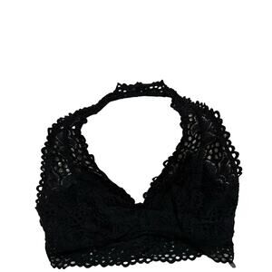 Arie Black Wildflowers Lace Halter Style Bralette Size Medium